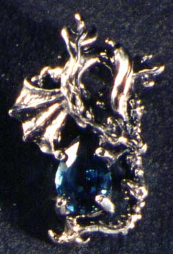 C2 Blue Topaz Dragon Pendant